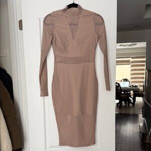Elegant Tan Long Sleeve Dress